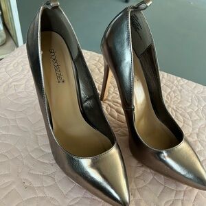 Shoe Dazzle Gunmetal Pointed-Toe Stiletto Pumps